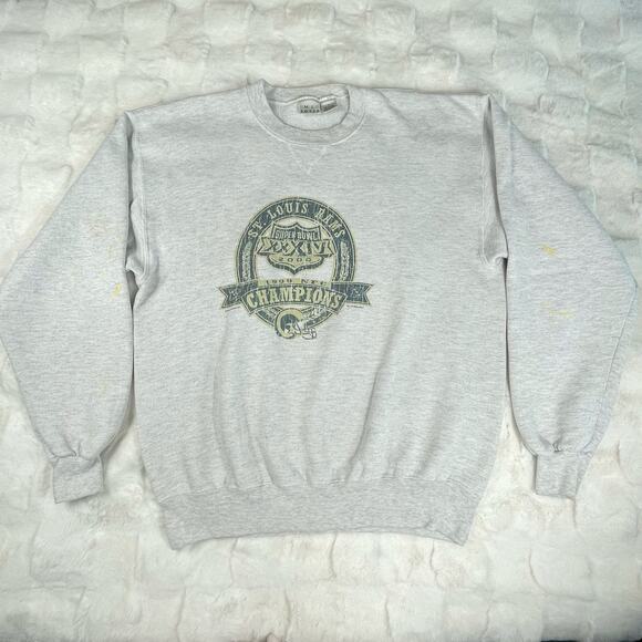 🔥Vintage St Louis Rams 1999 NFC Champions 2000 Super Bowl Sweatshirt Sz Large - Picture 1 of 14